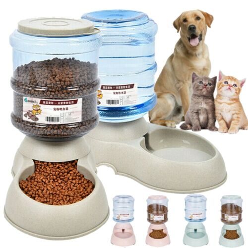 Automatic Pet Food Dispenser Dog Cat Feeder Waterer Auto Dish Bowl