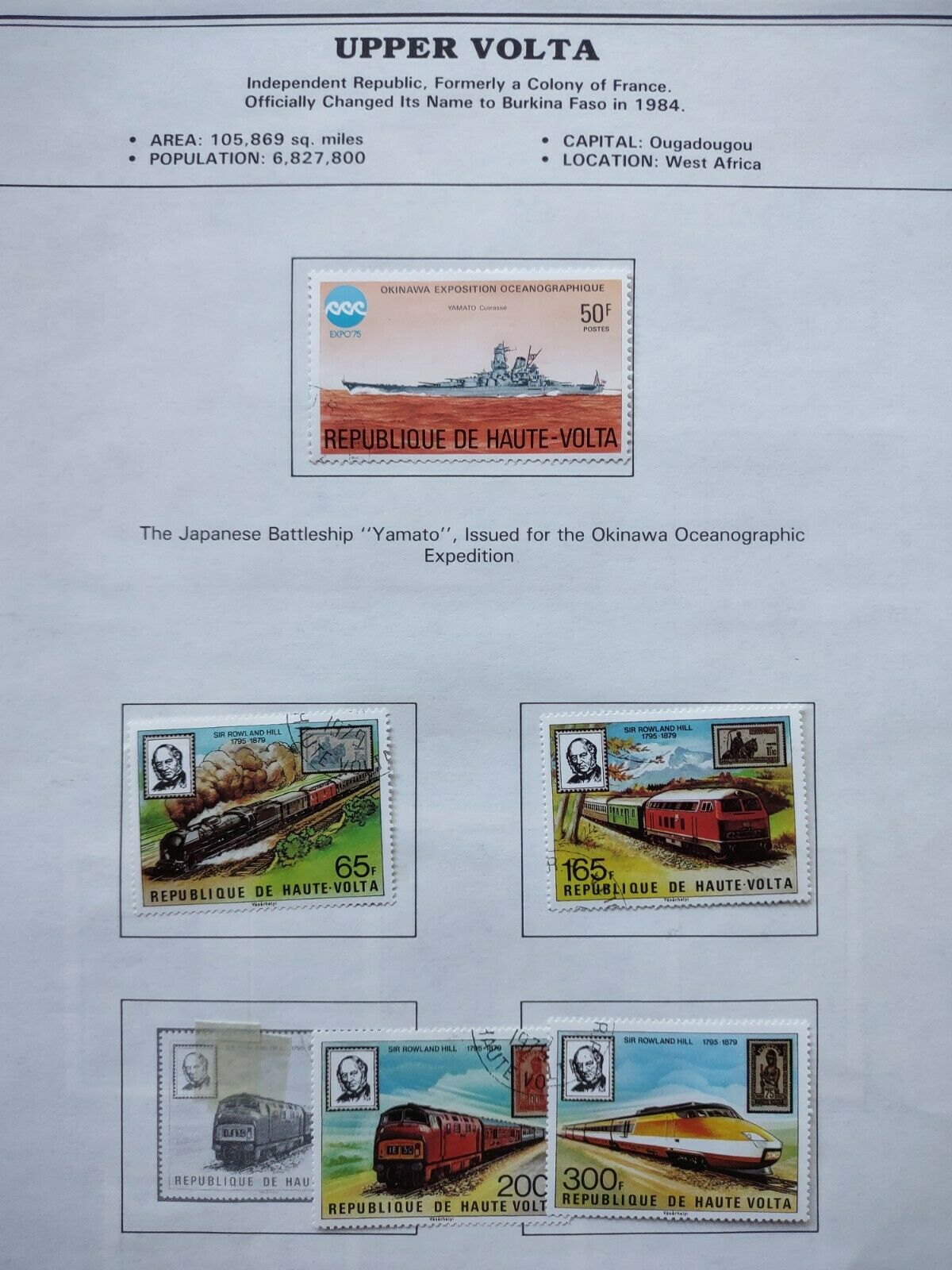 Upper Volta Stamps 1979 • Trains, Ships, Picasso On Album Page • $1.99 Low Start
